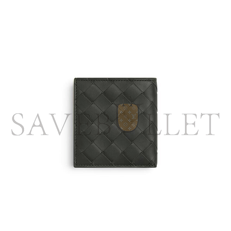 BOTTEGA VENETA INTRECCIATO BI-FOLD WALLET DARK GREEN CLAY 749400 (10*9.5*1cm)
